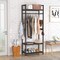 Tribesigns Industrial Hall Tree Entryway Coat Rack Shoe Storage Organizer Black